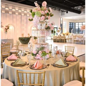 Pink and Glass Tiered Centerpiece