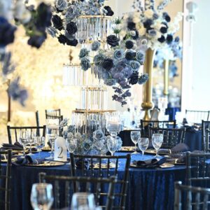 Blue and Glass Tiered Centerpiece