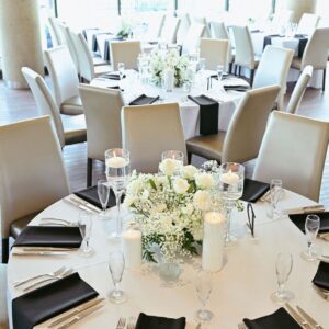 Candles and greenery centerpiece