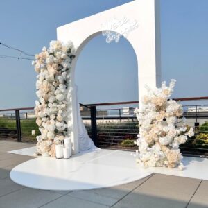Soft Pink Flower Towers with Arch
